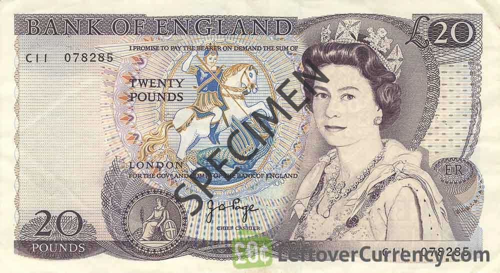Bank of England 20 Pounds (William Shakespeare) - exchange yours