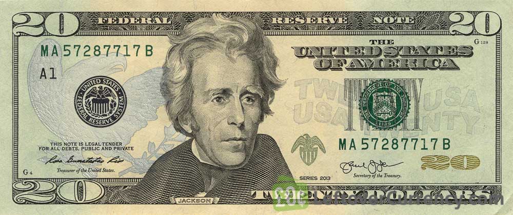 20 American Dollars banknote - Exchange yours for cash today
