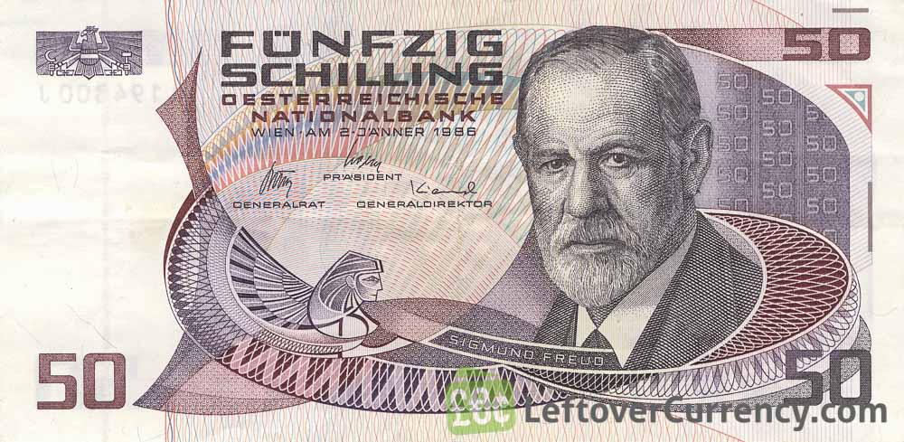 50 Austrian Schilling (Sigmund Freud) - Exchange yours for cash