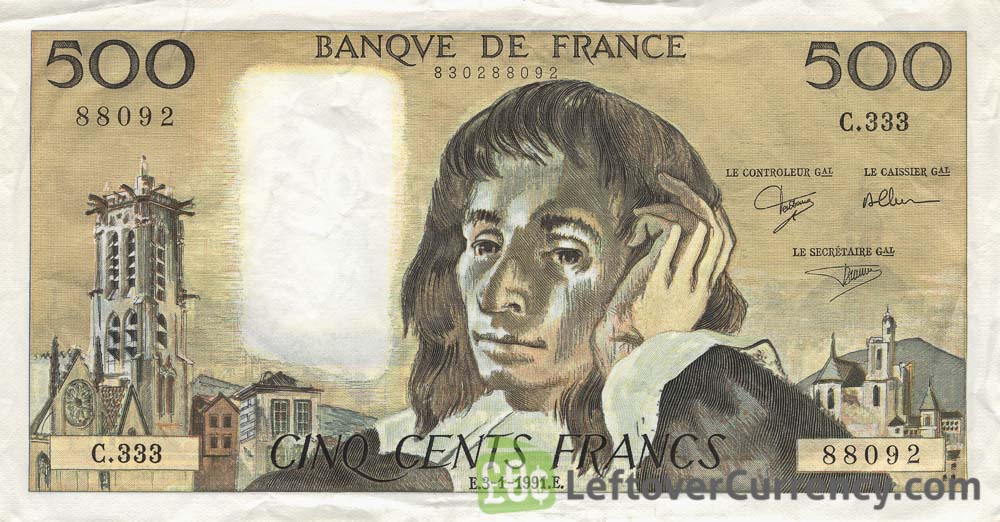 French Pacific Banknote P1f 500 Francs Sig 11 ALPH X.013 VF  WE COMBINE 