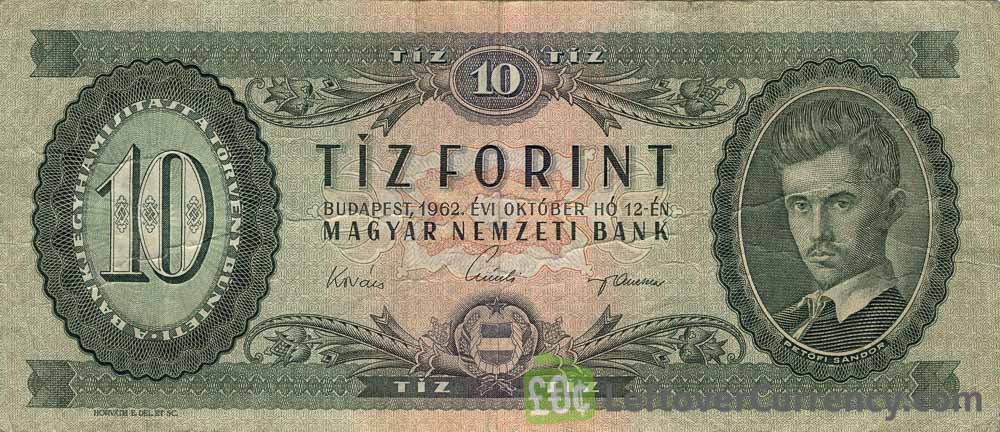Details about   HUNGARY 10 FORINT 1957 BANKNOTE P#168 UNGARN MAGYAR XF+ 