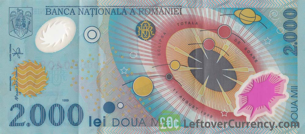 ROMANIA 2000 LEI 1999 P111b POLYMER COMM.IN FOLDER UNC 