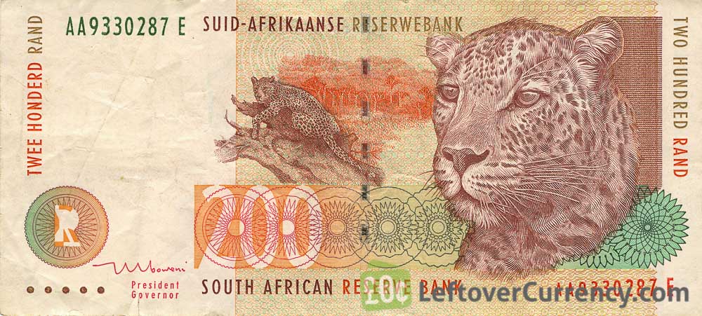 SOUTH AFRICA 200 RAND P132 2005 LEOPARD DISH ANTENNA UNC MONEY BILL ANIMAL NOTE 