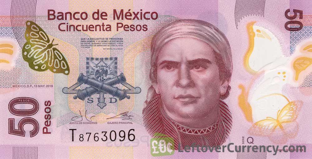 MEXICO 50 PESOS 2015 SERIES Q PREFIX Q NEW POLYMER IMPROVE UNC 