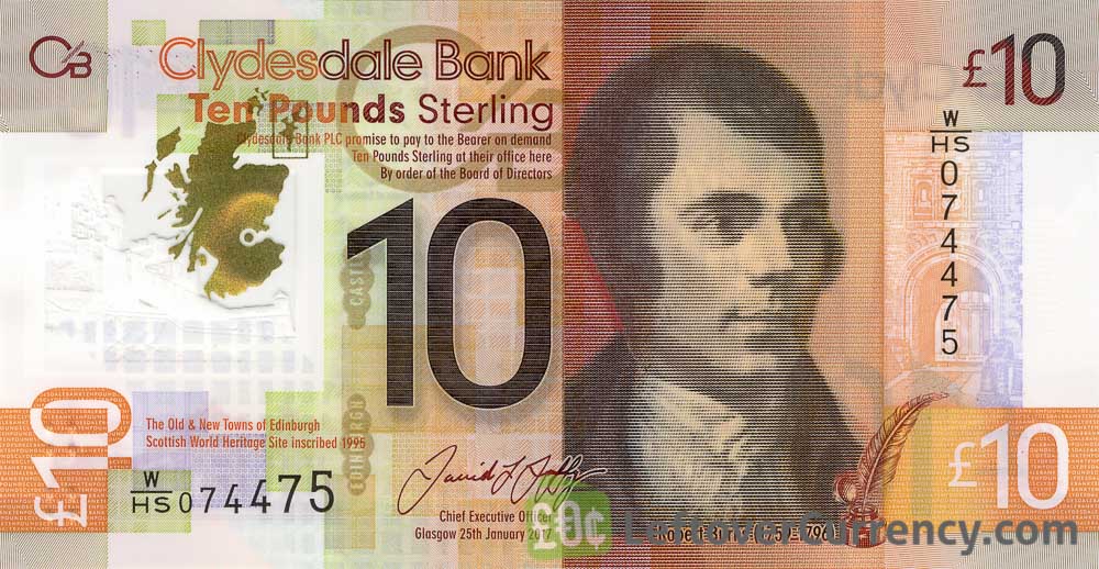Clydesdale Bank 10 Pounds banknote 2017 series - Exchange yours today