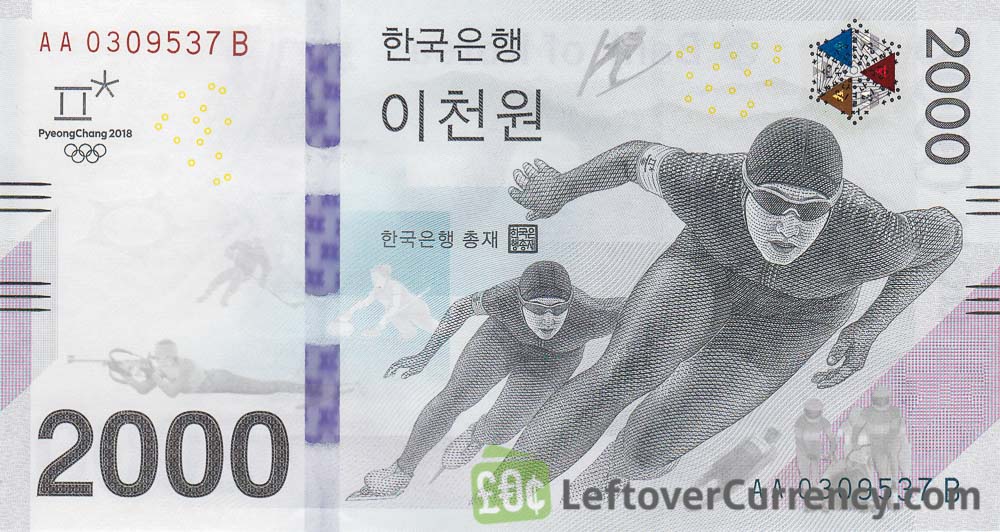 Korea 2018 Pyeong Chang Winter Olympic 2000 Won PCGS 66 First Print 