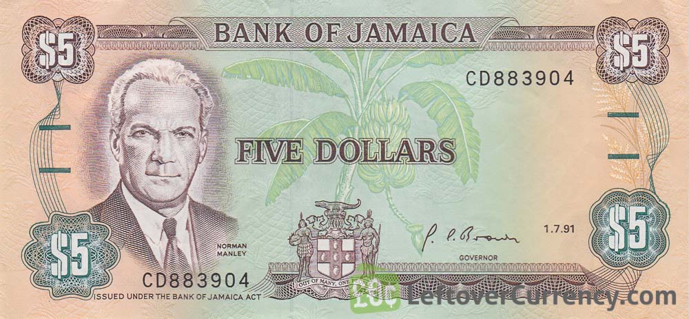 Jamaica 5$ Five Dollars 1992 Banknote A P70d 