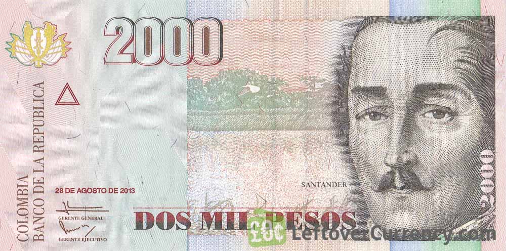2000 Colombian Pesos Banknote Santander Exchange Yours For Cash