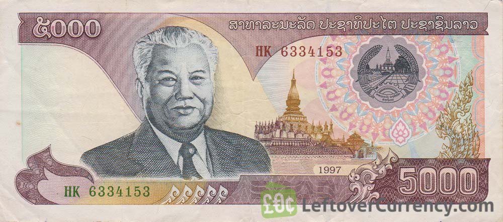 Details about   Lao Laos 5000 Kip ND 1975 Pick 19.a UNC Uncirculated Banknote 