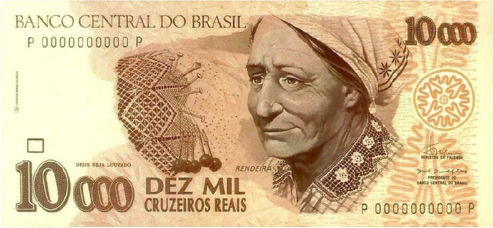 UNC P-233c banknote 1993 Brazil 10000 10,000 Cruzeiros Lot 5 PCS