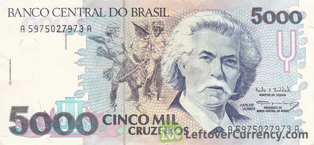 BRAZIL 5000 5,000 CRUZEIROS 1984 P 202 UNC 