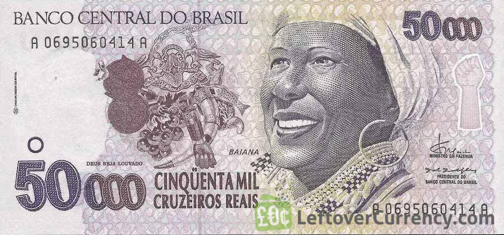 Brazil 50000 Cruzeiros ND 1992 Pick 234 UNC Uncirculated Banknote 