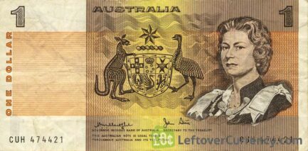 1 Australian Dollar banknote obverse accepted for exchange