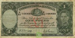 1 Australian Pound banknote - King George VI obverse accepted for exchange