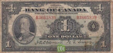 1 Canadian Dollar banknote series 1935 obverse accepted for exchange