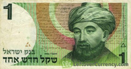 1 Israeli New Shekel banknote - Rabbi Moses Maimonides obverse accepted for exchange