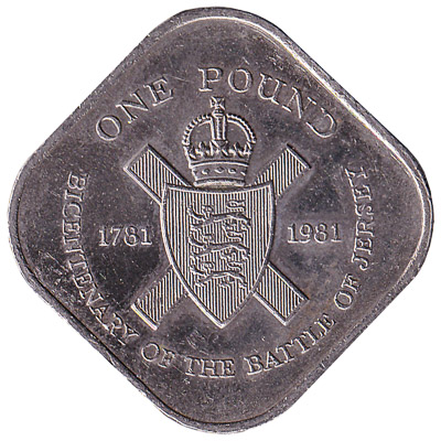 1 Jersey Pound coin (square) obverse accepted for exchange