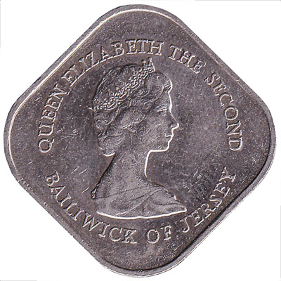 1 Jersey Pound coin (square) reverse accepted for exchange