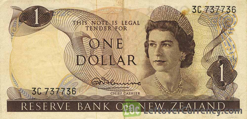 1 New Zealand Dollar banknote series 1967 obverse accepted for exchange