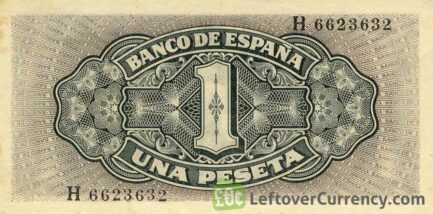 1 Spanish Peseta banknote - Santa Maria reverse accepted for exchange
