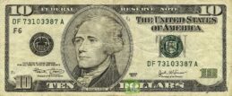 10 American Dollars banknote series 1999 obverse accepted for exchange