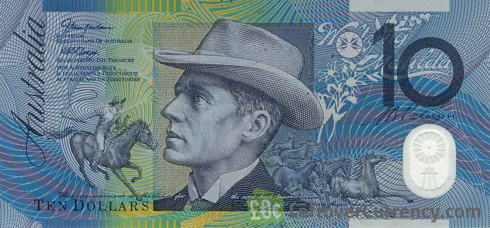 10 Australian Dollars banknote - Andrew Barton Paterson obverse accepted for exchange