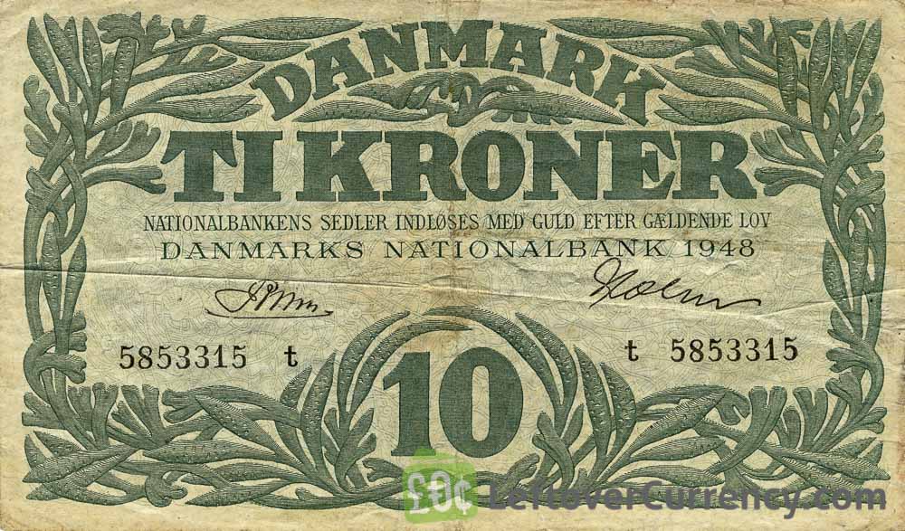 10 Danish Kroner banknote 1944-1946 issue obverse accepted for exchange