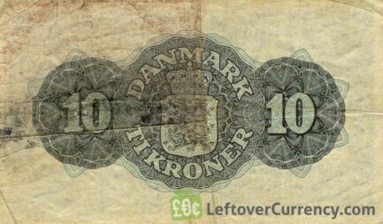 10 Danish Kroner banknote 1944-1946 issue reverse accepted for exchange
