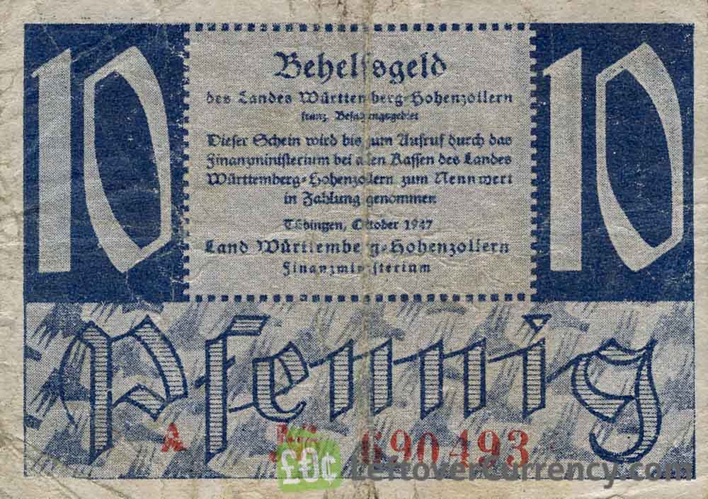 10 Pfennig banknote Germany - Behelfsgeld 1947 obverse accepted for exchange