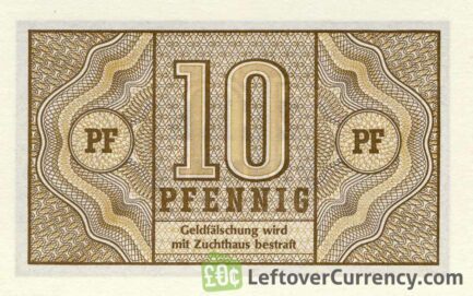10 Pfennig banknote Germany - Bundeskassenschein reverse accepted for exchange