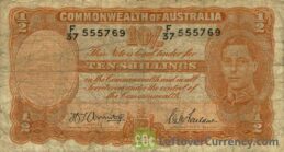 10 Shilling banknote Australia - manufacturers obverse accepted for exchange