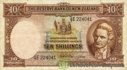 10 Shillings banknote New Zealand - James Cook obverse accepted for exchange