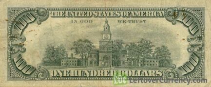 100 American Dollars banknote series 1963 reverse accepted for exchange