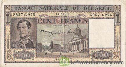 100 Belgian Francs banknote - type Dynastie obverse accepted for exchange