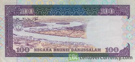 100 Brunei Dollars banknote series 1989 reverse