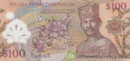 100 Brunei Dollars banknote series 2004 obverse accepted for exchange