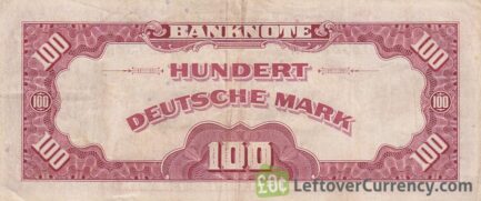 100 Deutsche Marks banknote (Bank Deutcher Länder 1948) reverse accepted for exchange