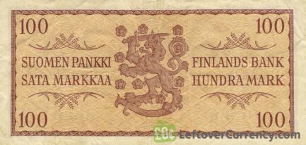 100 Finnish Markkaa banknote - 1955 wheat gold reverse accepted for exchange