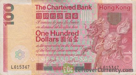 100 Hong Kong Dollars banknote (Chartered Bank 1979 issue) obverse accepted for exchange