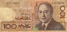 100 Moroccan Dirhams banknote - 1987 issue obverse accepted for exchange
