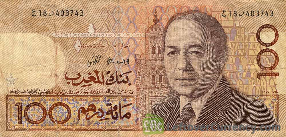 100 Moroccan Dirhams banknote - 1987 issue obverse accepted for exchange