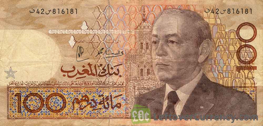 100 Moroccan Dirhams banknote - 1991 issue obverse accepted for exchange