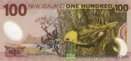 100 New Zealand Dollars banknote series 1999 reverse accepted for exchange