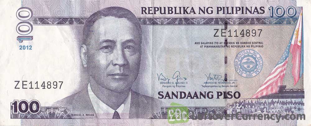 100 Philippine Peso banknote - Manuel Roxas obverse accepted for exchange