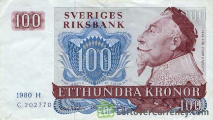 100 Swedish Kronor banknote - King Gustav II obverse accepted for exchange