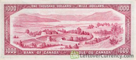 1000 Canadian Dollars banknote series 1954-reverse