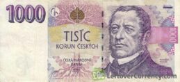 1000 Czech Koruna banknote series 1996 obverse accepted for exchange