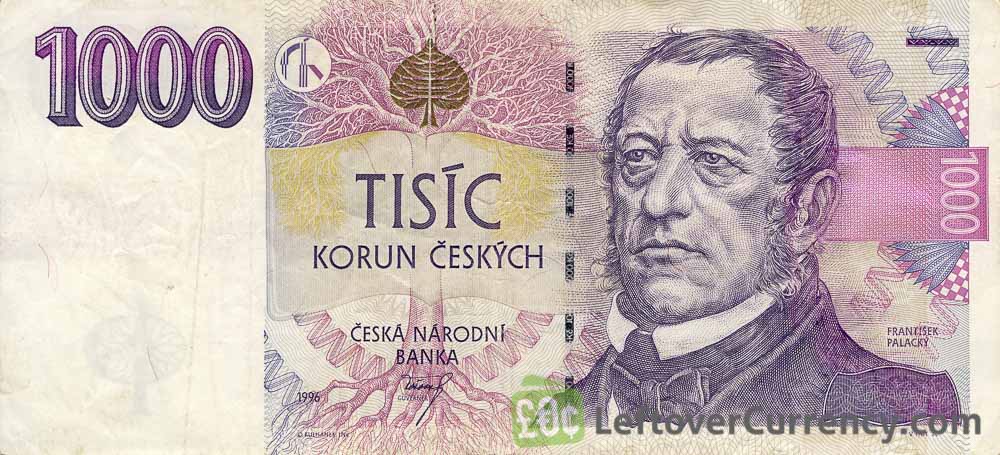 1000 Czech Koruna banknote series 1996 obverse accepted for exchange