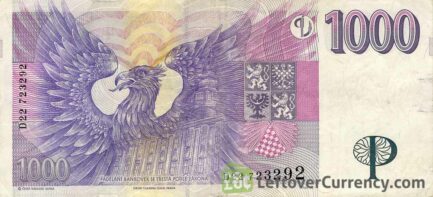 1000 Czech Koruna banknote series 1996 reverse accepted for exchange