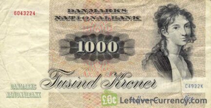 1000 Danish Kroner banknote - Thomasine Christine Gyllembourg-Ehrensvard obverse accepted for exchange